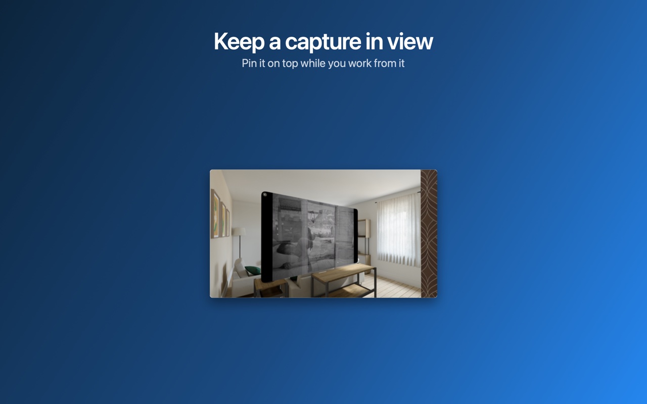 A pinned screenshot kept on top of other windows
